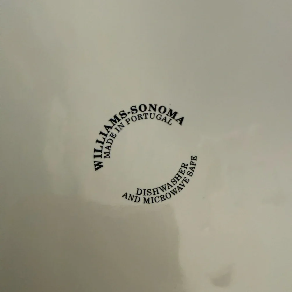 Williams-Sonoma 13” White Ceramic serving bowl with painted culinary herbs GUC - Picture 2 of 13